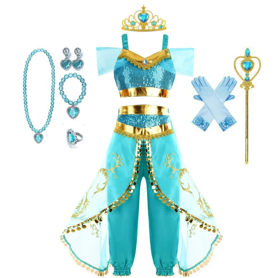 Halloween Party Princess Dress Kids Jasmine Costume