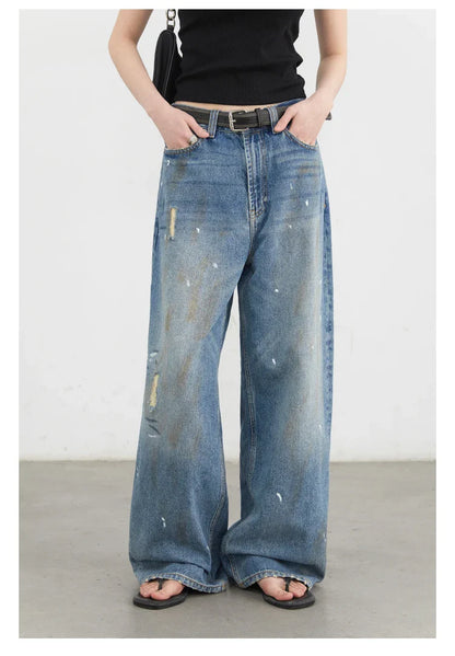 Women Jeans Loose Casual New Retro High Waisted Straight Leg Wide Leg Denim Pants Female Trousers Summer 2025