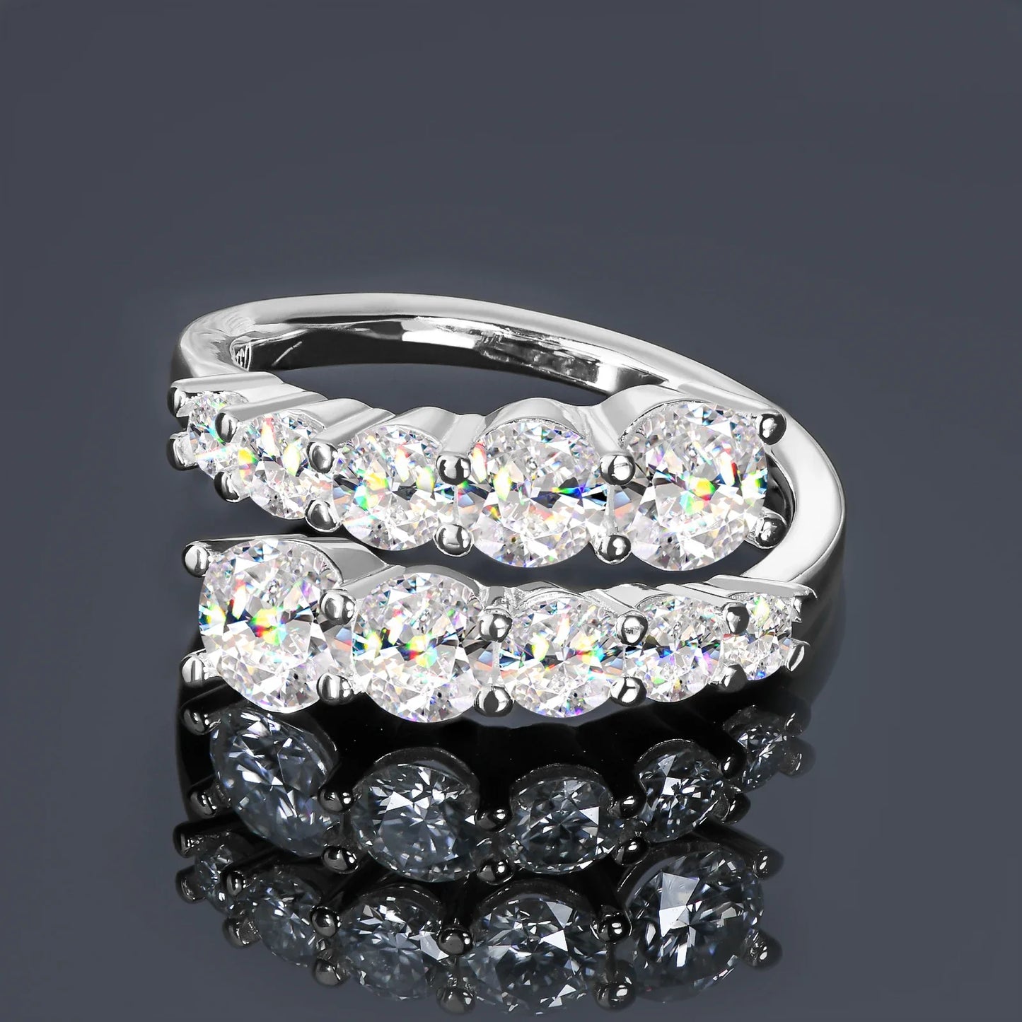 10 Stones All Moissanite Bridal Rings Open Ring 925 Silver with Certificate Woman Engagement Wedding Jewelry Anillos Original