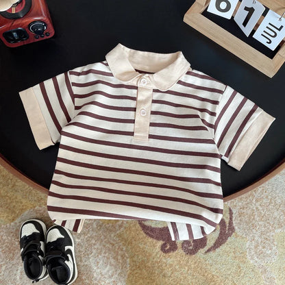 New Summer Fashion Baby Boys Clothes Suit Children Striped Polo T-Shirt Shorts 2Pcs/Set Toddler Clothing Costume Kids Tracksuits
