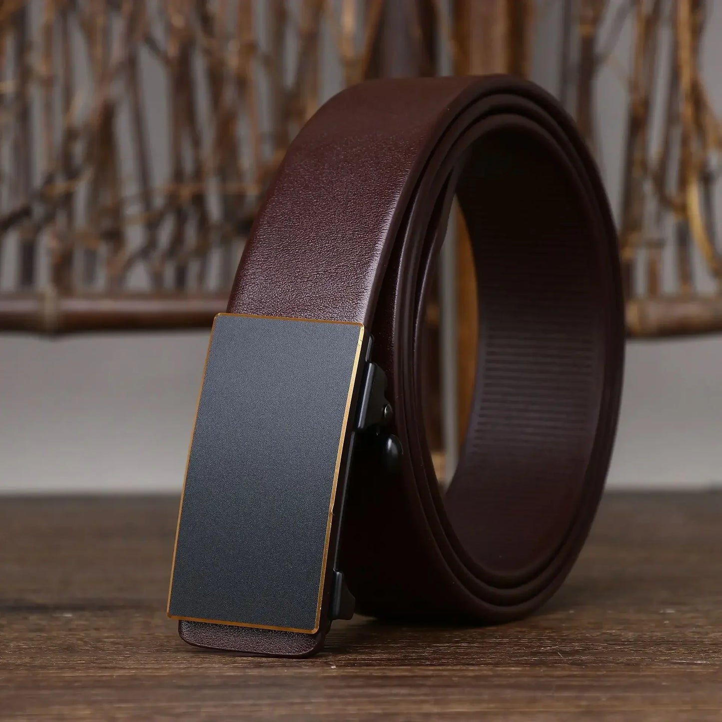 3.5CM Thick Cowhide Genuine Leathe Jeans Belt Business Toothless Automatic Buckle Belt Men High Quality Luxury Male Strap Cintos