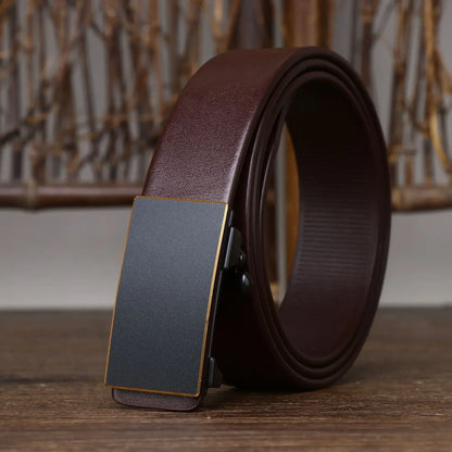 3.5CM Thick Cowhide Genuine Leathe Jeans Belt Business Toothless Automatic Buckle Belt Men High Quality Luxury Male Strap Cintos