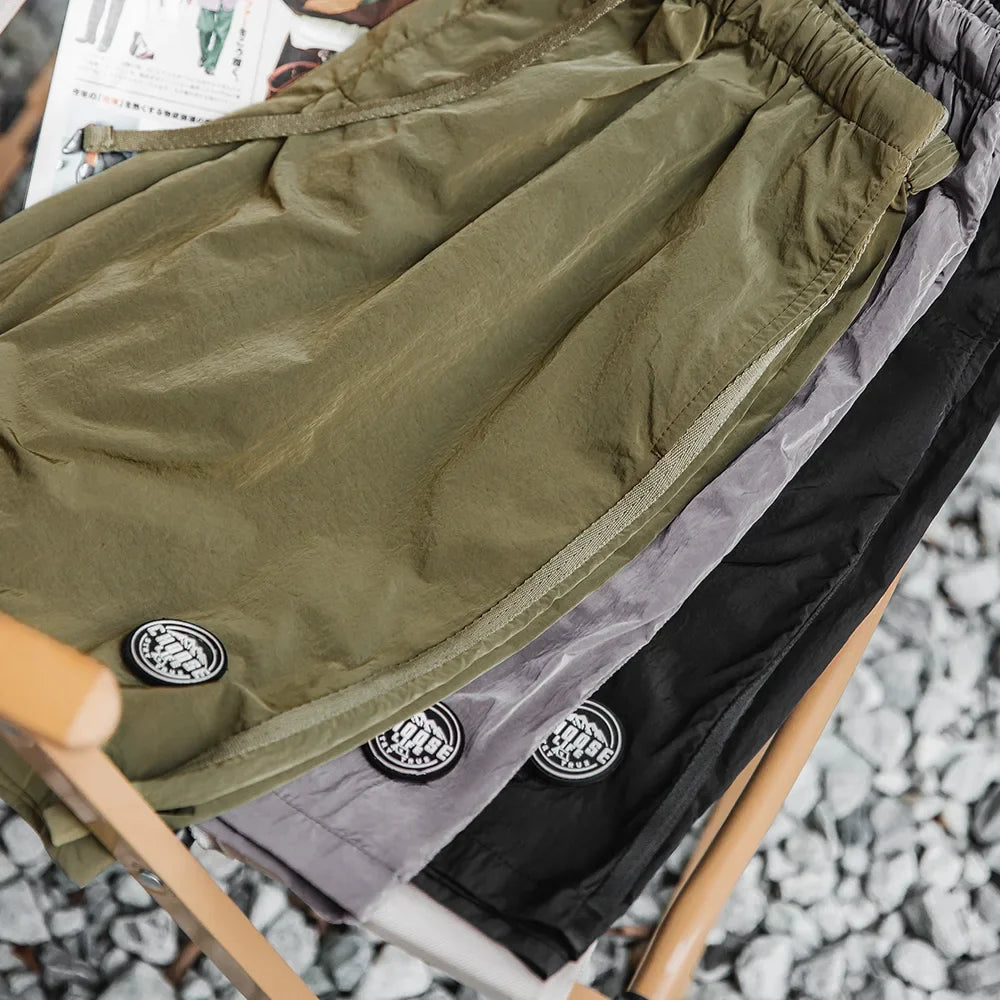 Outdoor Men's Quick-Dry Shorts Lightweight Casual Elastic Waist Drawstring Shorts Loose Fit Running Contrast Summer Shorts