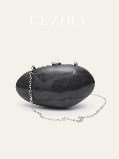 Fashion Women’s Glamorous Elegant Novelty Shell Shaped Clutch Solid Color Acrylic Long Chain Evening Bag Party Dinner Banquet