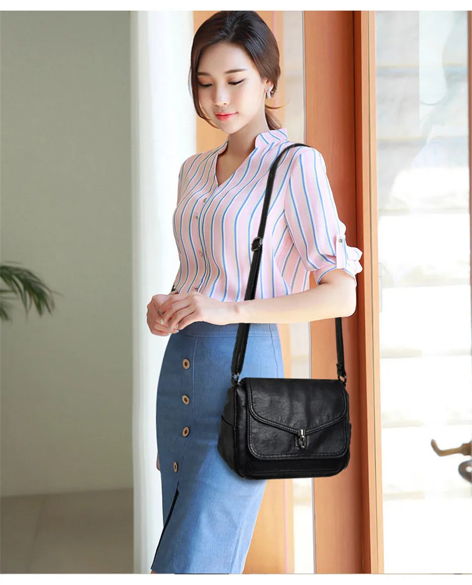 Vintage Soft Leather Femmels' Shoulder Bags Luxury Handbags Women's Packet New Designer Small Crossbody Bag 2024 Sac a Femme