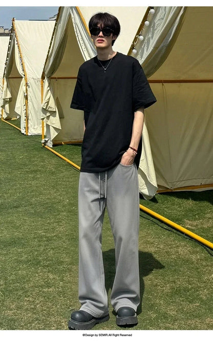 Men Pants Denim American Vintage Loose Straight Leg Trendy Fashion Comfort Commute 2026 Summer Casual Style Top