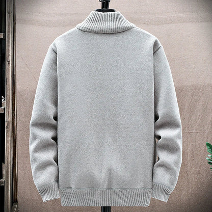 New Men's Fleece Cardigan Sweater Embroidery Casual Knit Sweater Jacket High Quality Male Autumn Winter Clothing