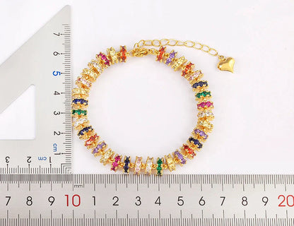 Fashion Gold Plated Chain Bead Bracelet for Women Colorful Crystal Zircon Heart Shape Charm Wedding Party Jewelry Gifts