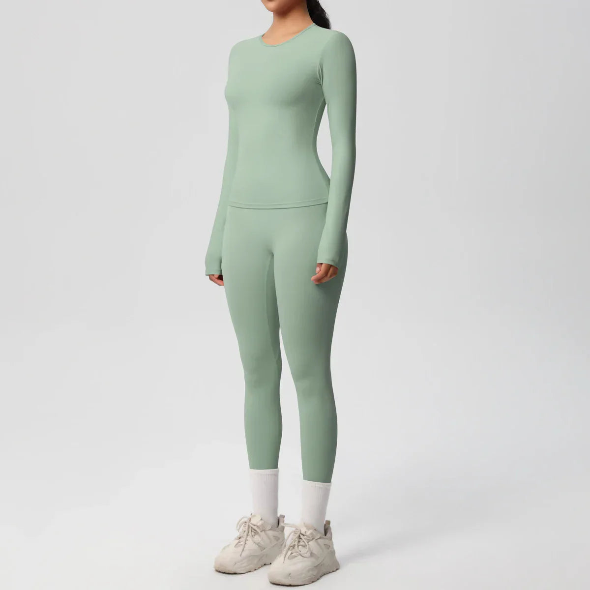 2 PCS Sportswear Yoga Set Gym Clothes Yoga Suits For Women Fitness Set Tracksuits Sports Long Sleeve Crop Top Gym Leggings