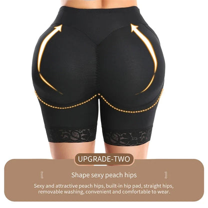 Women Fake Booty Hip Enhancer Fajas Women's Padded Butt Lifter Body Shaper with 2 Sponge Pads Tummy Control Shapewear Panties