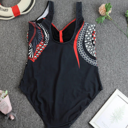 2024 Vintage One Piece Swimsuit Women Swimwear Tummy Control Monokini Sexy Bodysuit Print BathingSuit Female Beachwear Plus Size