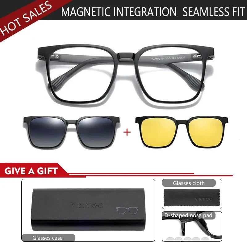NEW IN Magnetic Clip on Optical Myopia Glasses For Men Women Polarized Sunglasses Prescription Reading Glasses TJ2190
