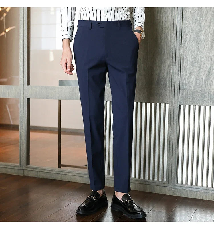 Plus size 40 38 Men Business Solid Suit Pant 2026 Spring Formal Slim Fit Wedding Trouser Mens Brand Fashion Casual Dress Pants