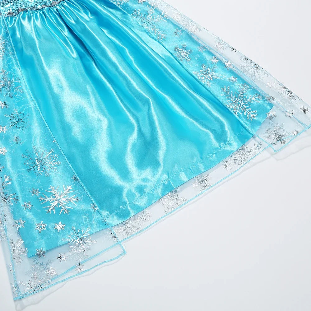 2026 Vestidos Snow Queen Princess Dress Girls Costume Halloween Kids Role-play Carnival Children Birthday Party Dress