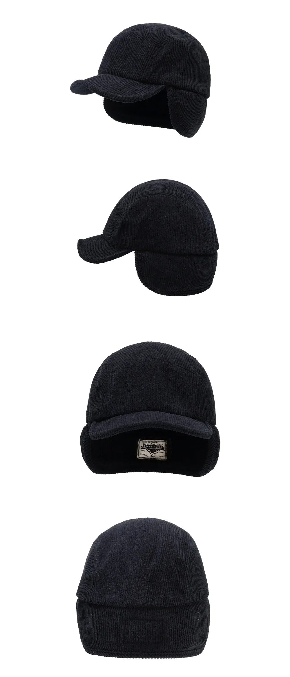 Versatile Retro Bomber Hats Fleece-Lined Warm Corduroy Caps Windproof Earflap Lei Feng Caps Autumn Winter Men Women Wear