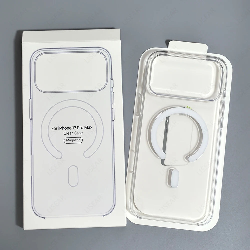 Original For Magsafe Clear Phone Case For iPhone 17 Air 16 15 14 13 12 Pro Max Mini Wireless Charging With Touch Camera Button