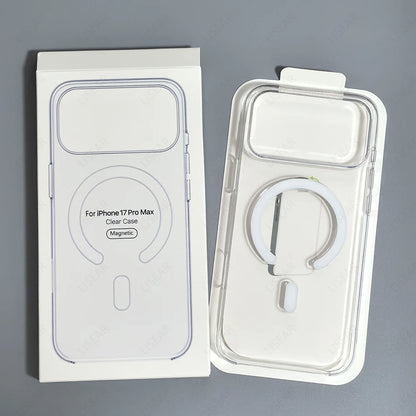 Original For Magsafe Clear Phone Case For iPhone 17 Air 16 15 14 13 12 Pro Max Mini Wireless Charging With Touch Camera Button