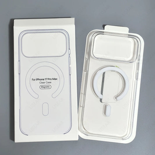 جراب هاتف شفاف أصلي متوافق مع MagSafe لهواتف آيفون 17 إير 16 15 14 13 12 برو ماكس ميني، مع شحن لاسلكي وزر كاميرا يعمل باللمس