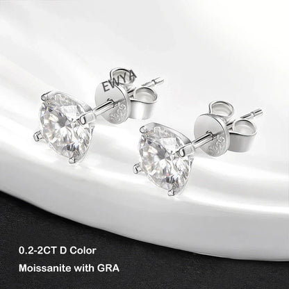 4 Prong 0.2-2ct D Color Moissanite Screw Earrings for Women Wedding Fine Jewelry S925 Silver Diamond Earring Ear Studs Gift