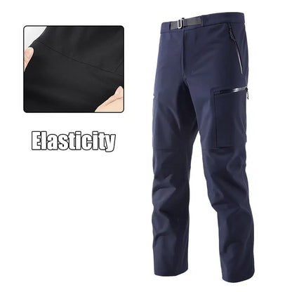 Autumn Hiking Pant Men Waterproof Soft Shell Pant High Elastic Outdoor Cycling Fishing Trousers Multi Pocket Windproof Trousers