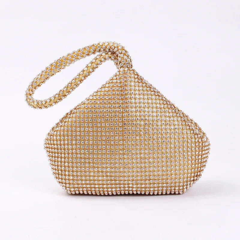 Fashion Women's Dinner Bag Diamond Inlaid Fashion New Handbag Mobile Zero Wallet Wedding Women Model Bag Luxury Champagne Color