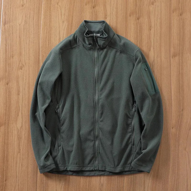 Outdoor Lightweight Fleece Sweatshirt Jacket Men's Zipper Closure Stand Collar Technical Fabric Comfortable Youth Fashion