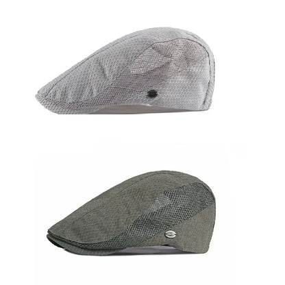 Men Women Breathable Mesh Summer Hat Newsboy Beret Ivy Cap Cabbie Flat Cap Adjustable Vintage Style