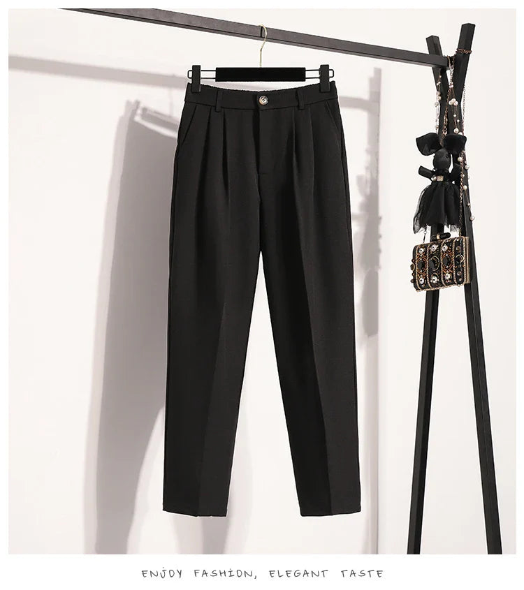 Plus Size Pants Woman 2026 Spring Autumn New Arrival High Waist Suit Pants High Quality Korean Style Straight Trousers