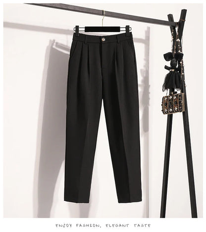 Plus Size Pants Woman 2026 Spring Autumn New Arrival High Waist Suit Pants High Quality Korean Style Straight Trousers