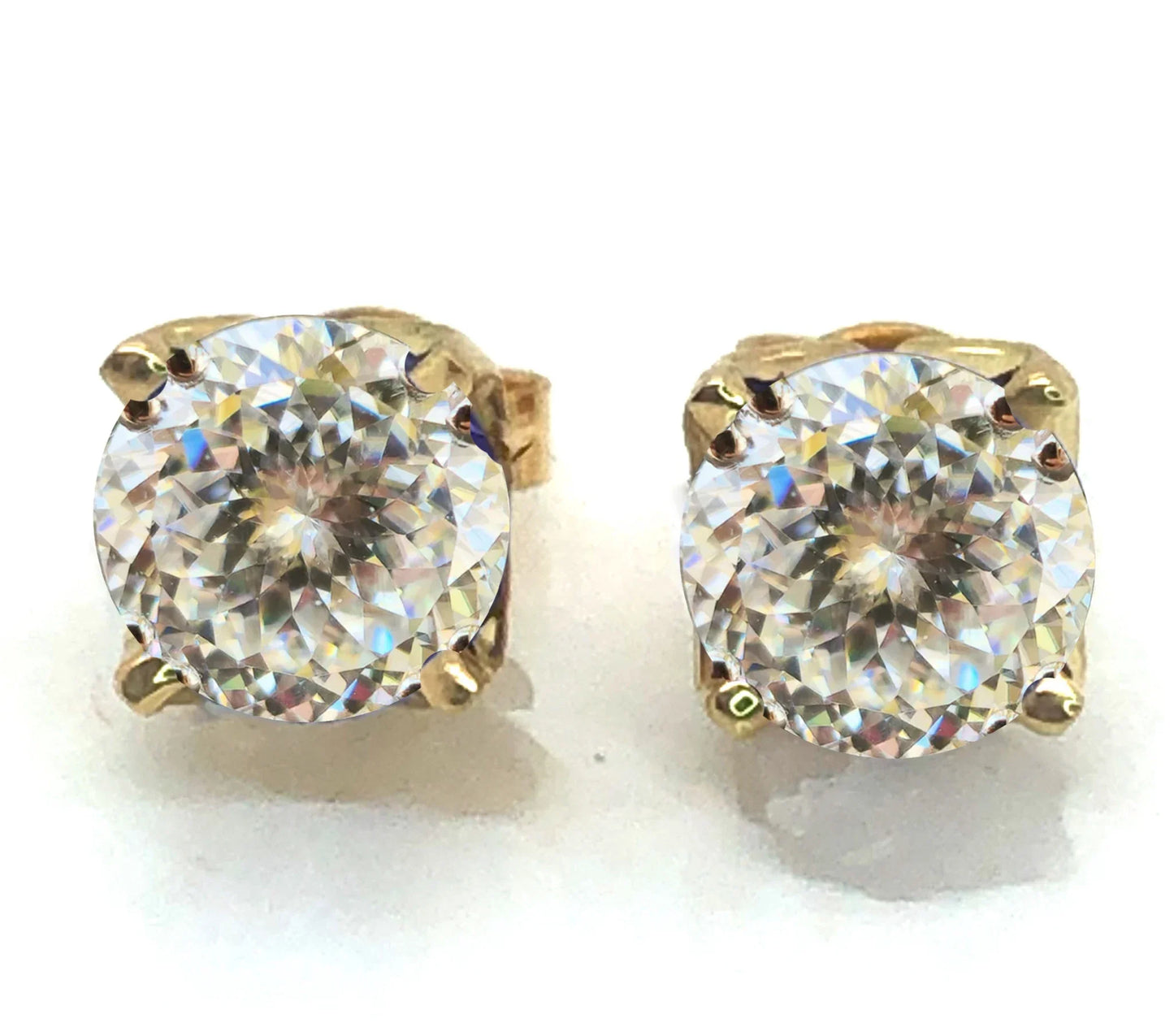 100% S925 silvery Portuguese cut D moissanite screw back 4 prong stud earring for women golden plated yellow golden plated  GRA