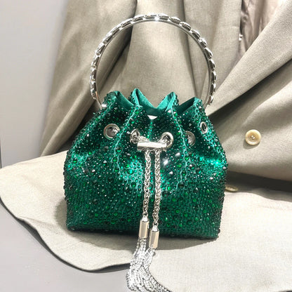 Handle Rhinestones Evening clutch Bag Purses and handbag luxury Designer shoulder bag Shiny Crystal Clutch purse bucket bag