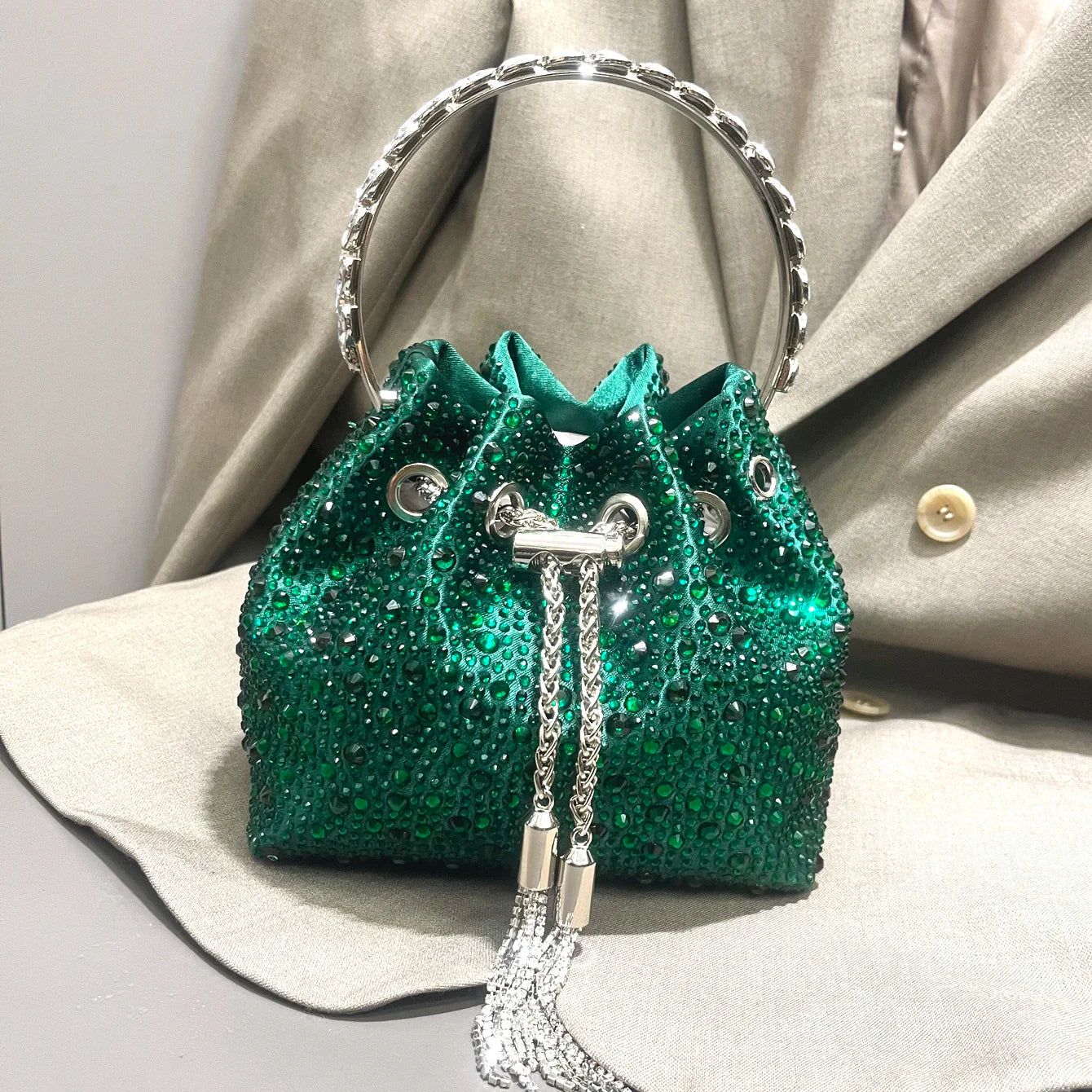 Handle Rhinestones Evening clutch Bag Purses and handbag luxury Designer shoulder bag Shiny Crystal Clutch purse bucket bag