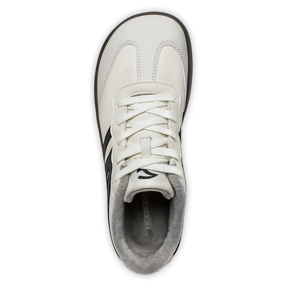 Wide Toe Shoes Unisex Artificial Leather Faux Fur Lined Sneakers Casual Retro Lace Up Shoes for Women Men