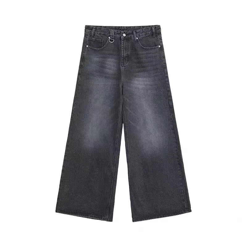 Summer Men Baggy Jeans Unisex Vintage American Style Straight Wide Leg Denim Pants Fashion Brand Hot Sale Casual Trousers
