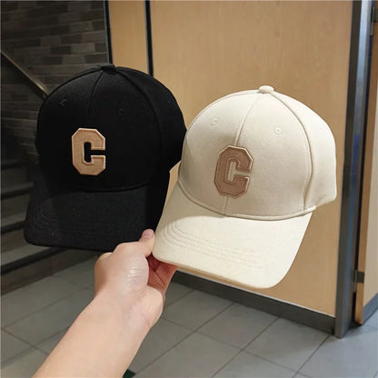 Simple Letter C Embroidered Baseball Cap For Men Women Solid Color Adjustable Sun Hat Unisex Casual Hip Hop Dad Trucker Cap