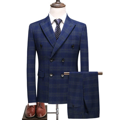 27 Colors ( Blazer + Vest + Pants ) Boutique Fashion Plaid Formal Office Business Mens Suit Three Pieces Groom's Wedding Dress