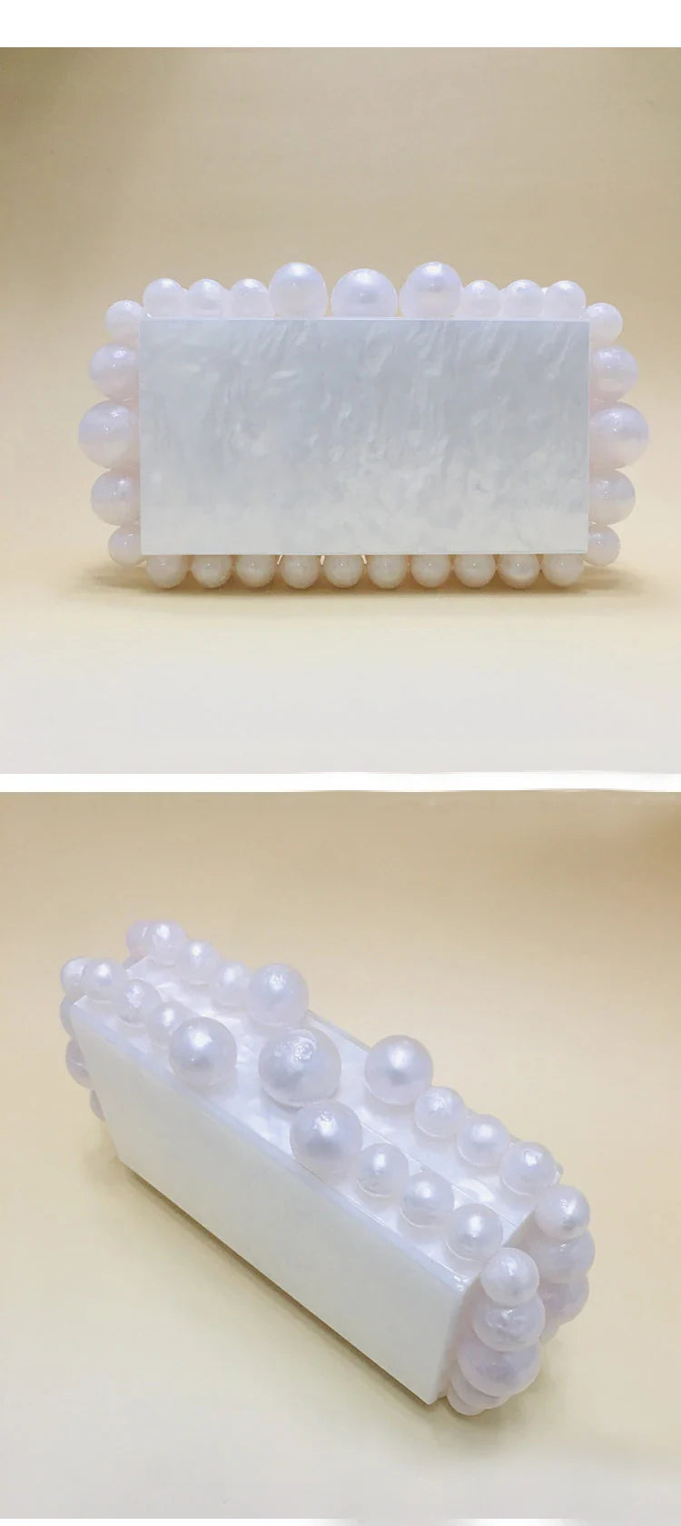 Fashion Women Acrylic Turquoise Evening Clutch Bag Small Pearls Party Black Designer Day Purse Crossbody Chain