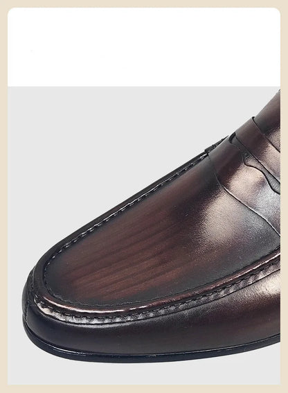 Classic Men Penny Loafers Genuine Leather Slip On Casual Formal Dress Shoes Mens Wedding Party Office Moccasins Shoes