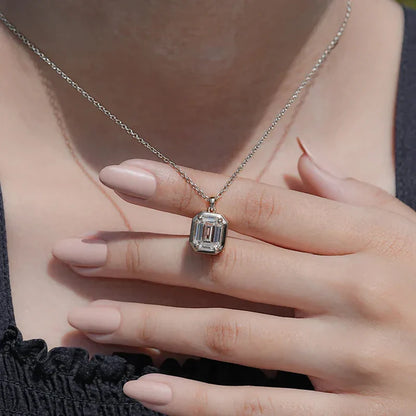 8x10mm Emerald Cut Moissanite Pendant Necklace Trendy Solitaire Lab Diamond Necklaces For Women 2026 Trend Jewellery Gift