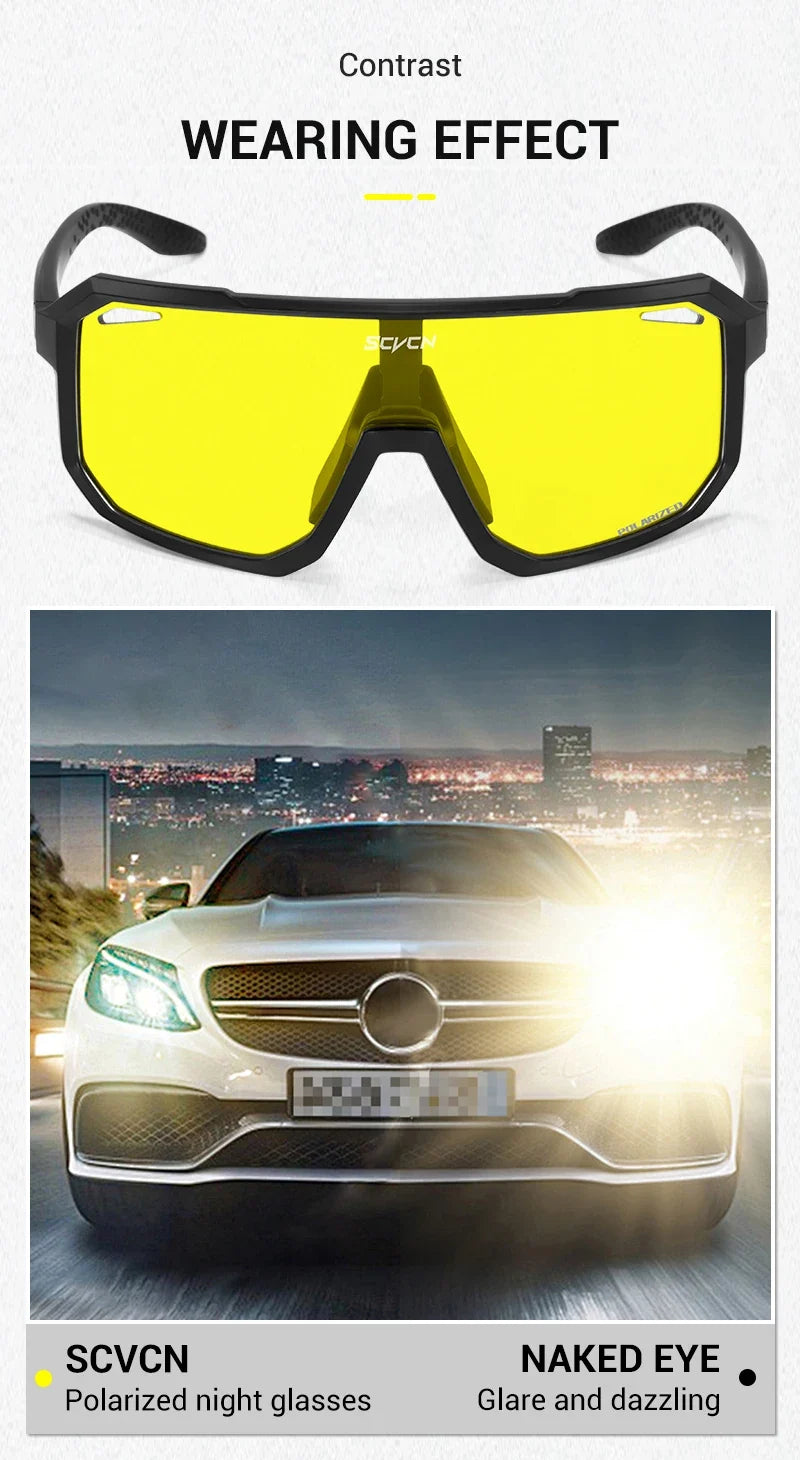 Yellow Polarized Sunglasses for Driving Night Vision Cycling Glasses Fashion MTB Mountain Bike Men Women Casual Glasses