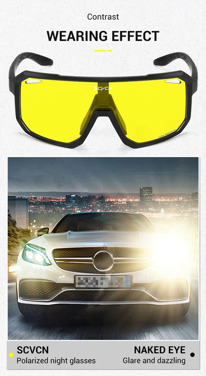 Yellow Polarized Sunglasses for Driving Night Vision Cycling Glasses Fashion MTB Mountain Bike Men Women Casual Glasses