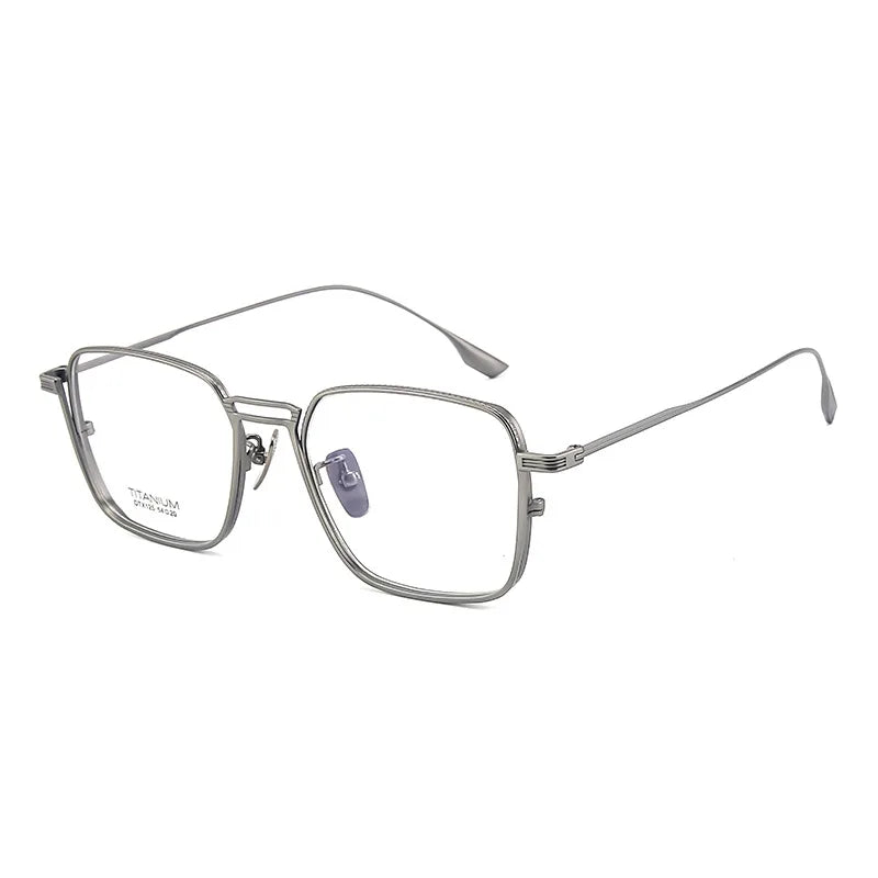 Ultralight Pure Titanium Frames Business Retro Square Men's Reading Glasses Anti-blue Light Customized Myopia DTX125