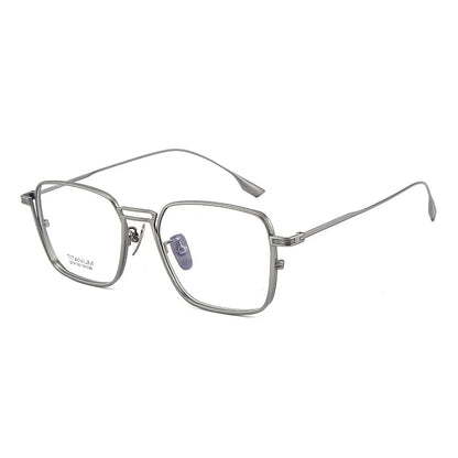 Ultralight Pure Titanium Frames Business Retro Square Men's Reading Glasses Anti-blue Light Customized Myopia DTX125