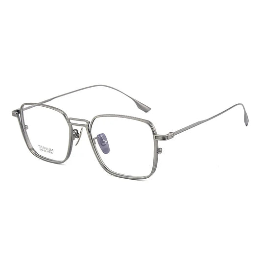 Ultralight Pure Titanium Frames Business Retro Square Men's Reading Glasses Anti-blue Light Customized Myopia DTX125
