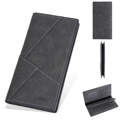 Men's Custom Engraved Long Wallet PU Leather RFID Blocking 10+ Card Slots Zipper Gift