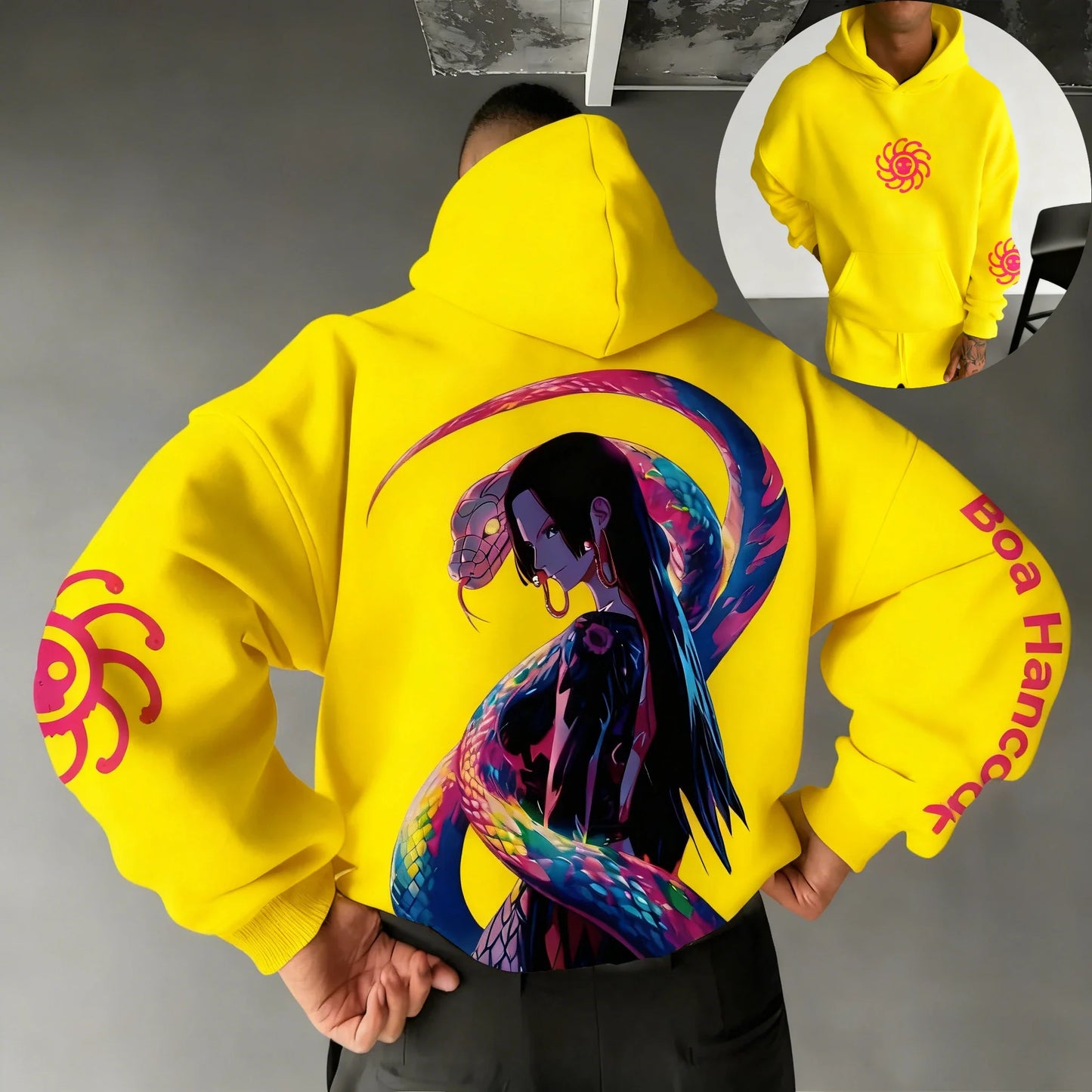 One Piece Men's Hoodie Sweatshirt Boa Hancock Japanese Anime Spring Autumn and Winter Boys Long-sleeved Parent-child Outfit