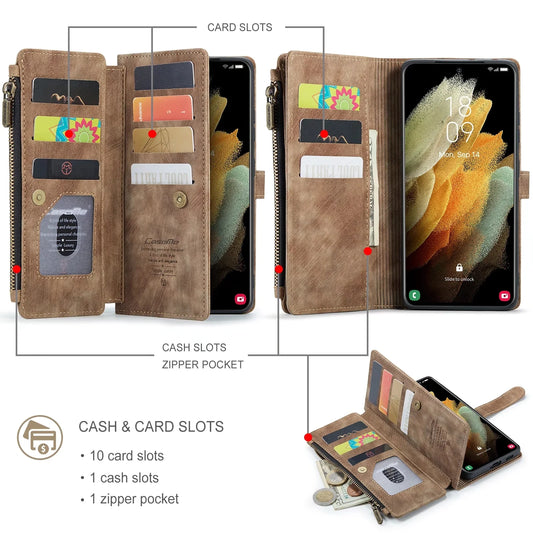 جراب هاتف قلاب جلدي لهاتف Samsung Galaxy S25 Edge S24 S26 Ultra S23 FE S22 S21 S20 Plus Note20 A16 A56 A17 A37 A57 محفظة Etui