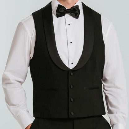 Men Vest Black With Lapel Single Button Waistcoat For Wedding Birthday Party Prom Business Work Daily Casual Men Suit Vest