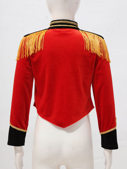 Kids Girls Boys Drum Major Costume Marching Band Uniform Ringleader Drummer Halloween Cosplay Performance Prince Costume