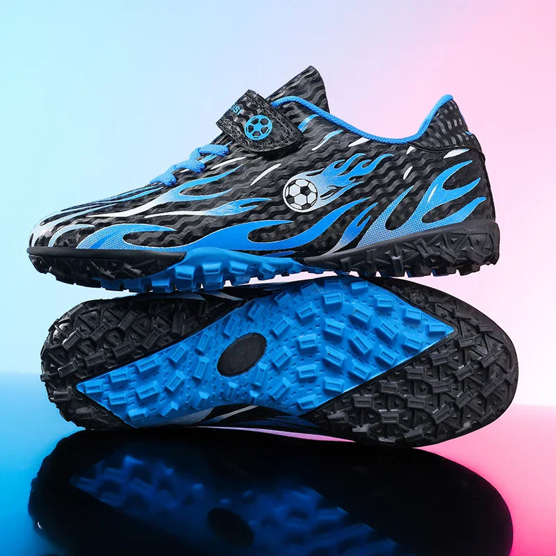 Kids Youth Soccer Shoes Boys Girls Football Cleats Velcro TF FG Training Sneakers Non-Slip Grass Artificial Grass Sport Boots